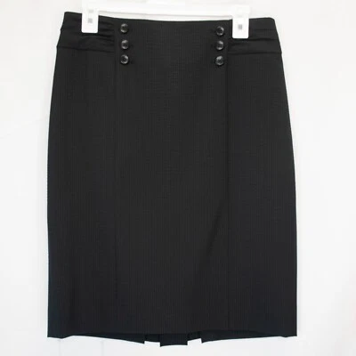 Falda lápiz Classiques Entier mezcla de lana para mujer 6 negra espalda plisada trabajo BB04X Foto 1 de 4