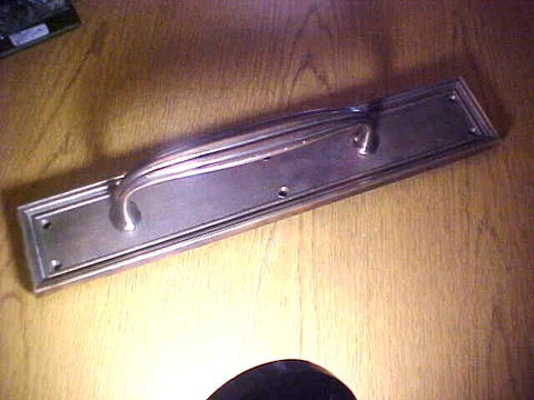 ANTIQUE HEAVY OUTSIDE BRONZE DOOR PULL & PLATE 17-1/2" X 3-3/8" THICK BRONZE Cover