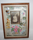 VTG VICTORIAN MEMORY FRAME Mother/Baby  Antique Photo STEAMPUNK Lace Children