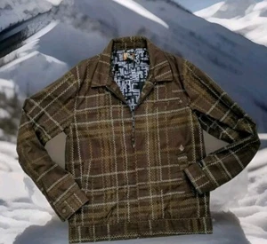 Volcom Ski Jacket Womens M Brown Geometric Snow Sports Short Snowboard Winter - Picture 1 of 12