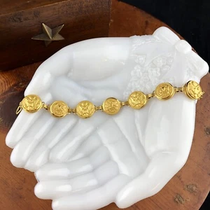 Royal Navy Ladies Sweetheart Bracelet WW2 Gilt Brass Officers Buttons 7.5" Naval - Picture 1 of 7
