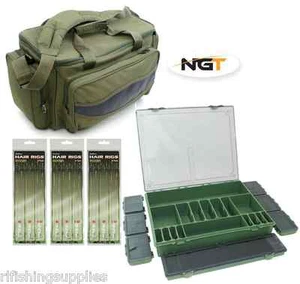 Bolsa de transporte para pesca de carpa + caja grande de aparejos 7+1 + 18 plataformas para el cabello + tabla de aparejo - Imagen 1 de 4