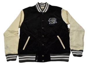 LRG Varsity Letterman Black White Corduroy Leather Discounted Men's Jacket - Picture 1 of 9
