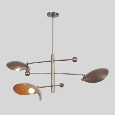 Moderna Lampada A Sospensione Sputnik Con 3 Paralumi E Design Unico In Ottone - Immagine 1 di 4