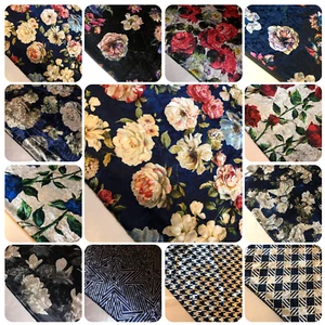 Printed Designer Crushed Velvet fabric Upholstery Dress curtains 58”Wide Stretch - Picture 1 of 61