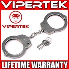 VIPERTEK Professional Double Lock Silver Steel Police Security Handcuffs w/ Keys