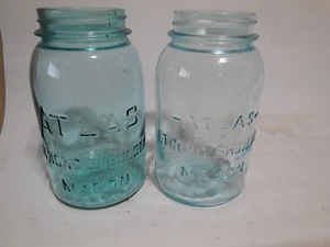 Vintage 1920er ATLAS "Starke Schulter" Quart Einmachglas (Preis als Paar) - Bild 1 von 3