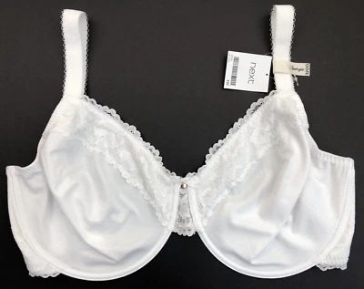 NEXT Cotton Rich Full Cup Bra 32GG Underwired Non Padded WHITE RRP £22 BNWT - Image 1 of 2