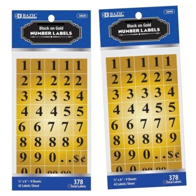 Gold Foil Number Label - 2 Packs by BAZIC (756 Total Labels) - Image 1 of 2