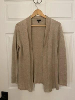 Talbots 100% Linen Beige Tan Womens Petite Medium Open Cardigan Good Condition  - Image 1 of 4