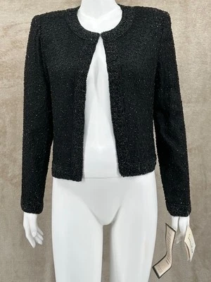 Chaqueta de Colección Laurence Kazar Mujer Mediana Negra Seda Cuentas Blazer Cóctel Nueva con Etiquetas Foto 1 de 4