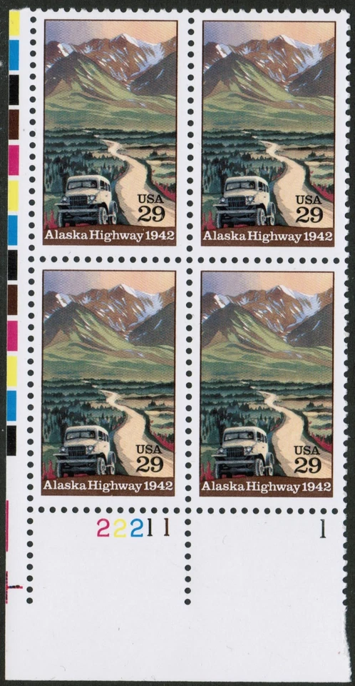 US USA Sc# 2635 MNH FVF PL# BLOCK Alaska Highway Truck Mountains - Image 1 of 1
