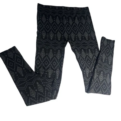 Eye Candy Juniors Size M Leggings Pants Black & Gray Aztec Stretch - Image 1 of 4