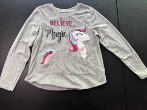 Wonder Nation Girl's "Believe in Magic" Unicorn Gray Size Large 10-12 (48) - Picture 1 of 6