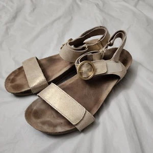 Munro Sintra Damen-Ledersandalen goldbraun Kombi Größe 9M Schuhe  - Bild 1 von 8