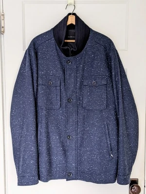 Chaqueta de Campo Saks Fifth Avenue Mezcla de Lana Moteada Hombres XXL Azul Cremallera Completa Forrada Foto 1 de 4