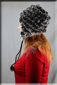 Neue graue Strickmütze Kaninchenfell Trooper - Einheitsgröße - Bild 1 von 3