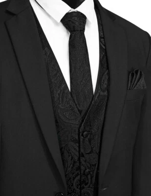 COOFANDY Men's 3PC Set Paisley Floral Jacquard Vest, Necktie & Pocket Square NIB - Image 1 of 4