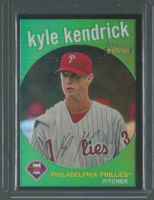 2008 TOPPS HERITAGE CHROME KYLE KENDRICK PHILLIES BLACK REFRACTOR RARE SP 04/59 - Image 1 of 2