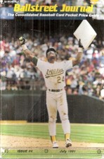 July 1991 Ballstreet Journal BB Card Pocket Price Guide - Rickey Henderson A's