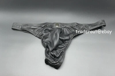 Gregg Homme Men Black Faux Leather Crave g-string thong underwear size M L XL - Image 1 of 4