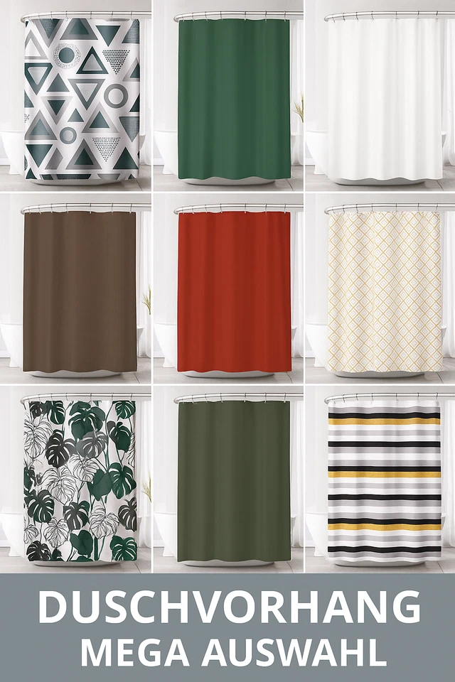 GK Duschvorhang Vorhang Textil Badewannenvorhang 120/180/240x200 inkl. Ringe Neu - Bild 1 von 4