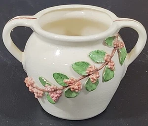 Vtg 1950 Hand Painted Ceramic White Bud Vase Raised Pink Flowers Signed RH 50 - Picture 1 of 13