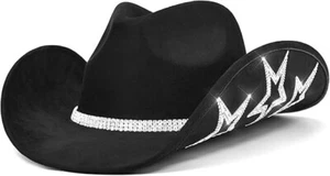 Keilin Cowboy Hats for Women Rhinestone Cowgirl Hat Felt 6 3/4-7 3/8, White - Picture 1 of 18