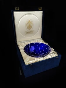 Cuenco de cristal Fabergé Galaxie en cuenco azul cobalto estrellas arte vidrio 7" ancho x 3,5" alto - Imagen 1 de 12