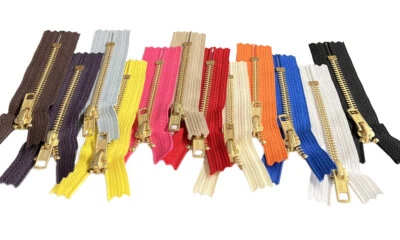 YKK#5 4" Golden Brass with Automatic Lock Pull Metal Zipper Closed-End (5pcs) - Image 1 of 4