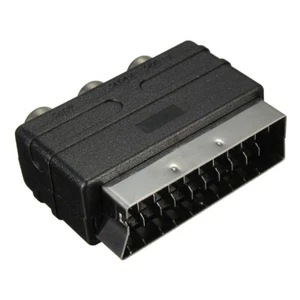 SCART-20 Pins Male Plug To 3 RCA Female AV TV Audio Video Adaptor Converter IN - Picture 1 of 6