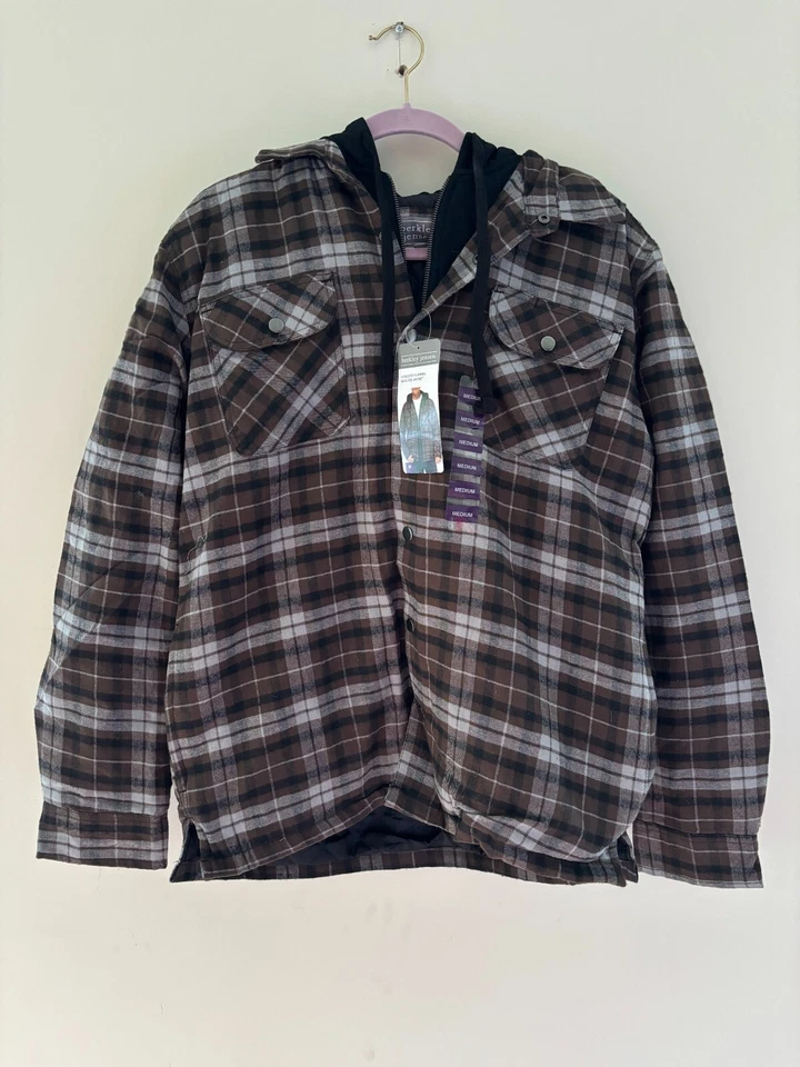 (Choose Color & Size) Berkley Jensen Hooded Flannel Plaid Quilted Jacket Zip NEW - Image 1 of 1