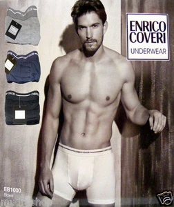 BOXER UOMO ENRICO COVERI G MEDIA 6 PEZZI M L XL XXL 2 NERO 2 GRIGIO 2 BLU-EB1000 - Picture 1 of 1