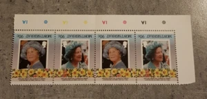 MONTSERRAT -THE QUEEN MOTHER -VAL 90C IN BLOCK OF FOUR INVERTED WRITTEN MNH - Picture 1 of 1