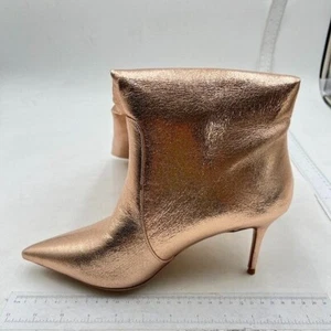 Gold Women Wide Calf Pointy Toe Knee High Boots High Stiletto Heel Long Booties - Picture 1 of 7