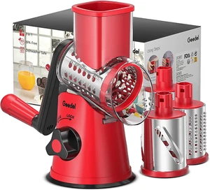 Rotary Cheese Grater, Kitchen Mandoline Vegetable Slicer with 3 Interchangeable  - Picture 1 of 12