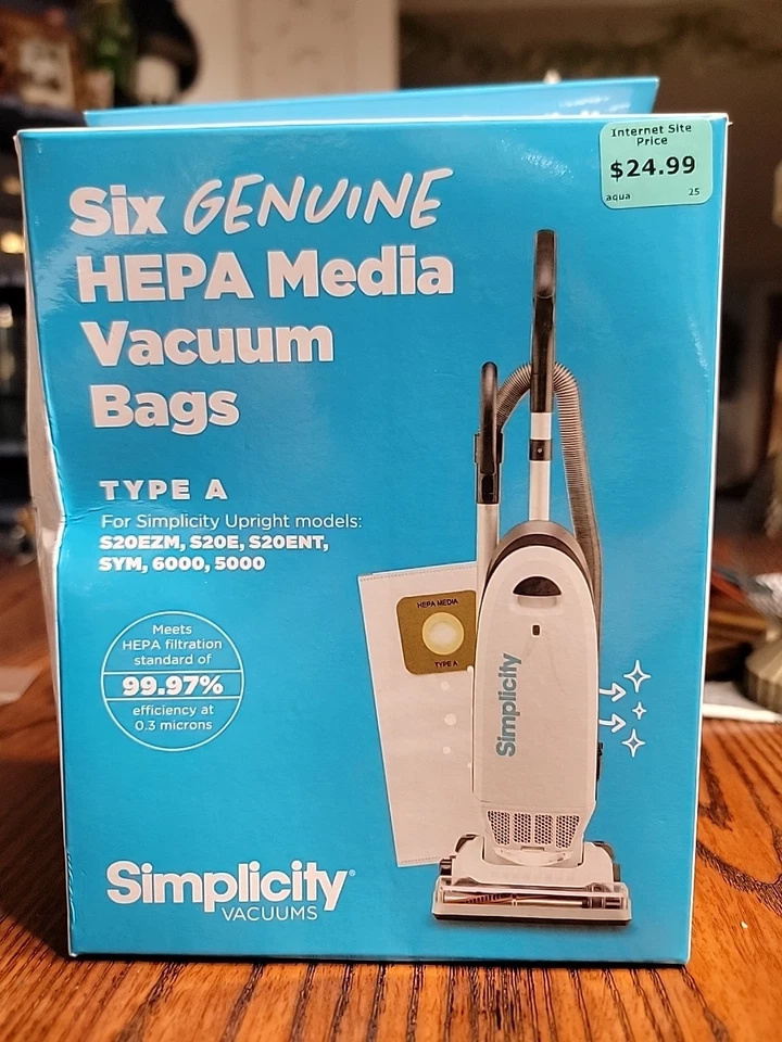 Simplicity 6 Vacuum Bags Type a Symmetry & 6 Series HEPA Media SYM 6000