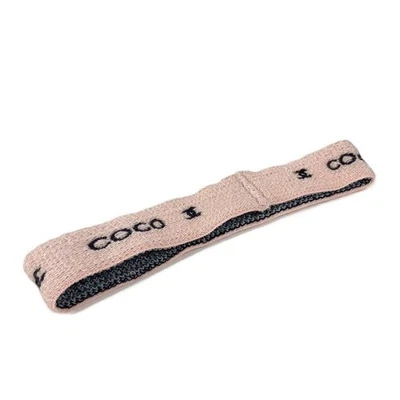 CHANEL COCO logo headband black pink elastic rubber hair band accessories no box - Image 1 of 4