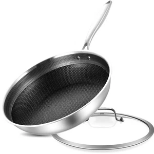 10 Inch Hybrid Tri-Ply Stainless Steel Sauté Pan,Non-stick Frying Pan with Li... - Picture 1 of 6