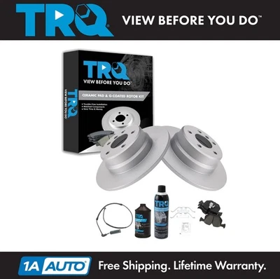 Kit de pastilha de freio traseiro e rotor TRQ compatível com 2000-2006 BMW X5 - Imagem 1 de 4