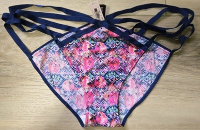 NWT Victoria's Secret Mosaic Silky Smooth Strappy Triple String Bikini Panties L - Image 1 of 3