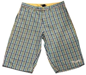 Baggy Coogi Shorts Mens Plaid Coogi Colors Embroidered Cargo Y2K 36x16 - Picture 1 of 16