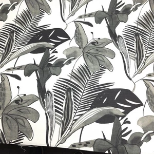 Black White Watercolor Jungle Tropical Pique Upholstery Fabric 54" By The Yard - Picture 1 of 10