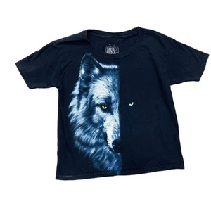 Wolf Short Sleeve T-shirt Top Size XS 4-5 all over print graphic tee - Picture 1 of 7