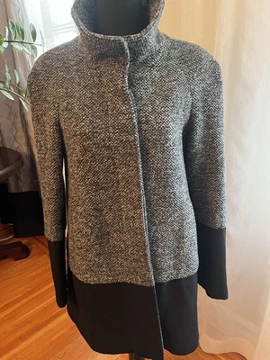 Casaco feminino Nine West de tweed peito único mistura de lã tamanho 8 - Imagem 1 de 4