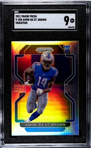 2021 Panini Prizm #V-358 Amon-Ra St. Brown Silver RC Variation SGC 9 - Picture 1 of 2