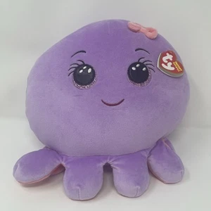 Peluche 10" Ty Squishy Beanie OCTAVIA The Octopus viola rosa peluche nuovo con etichette - Foto 1 di 7