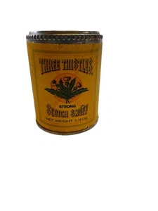 Vintage Antique Three Thistles Snuff Tin Container W Stamp Metal Never Opened - Picture 1 of 10