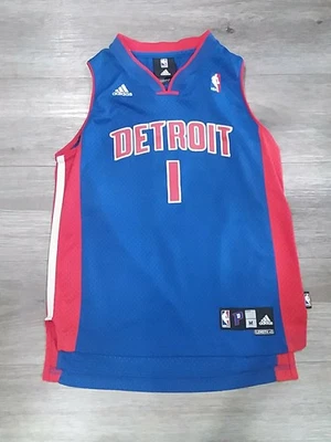 DETROIT PISTONS #1 CHAUNCEY BILLUPS ADIDAS BASKETBALL JERSEY YOUTH MEDIUM  - Image 1 of 4