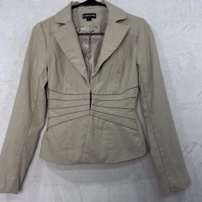 Blazer corto ajustado elástico Rampage XS beige Y2K Bratz Foto 1 de 4